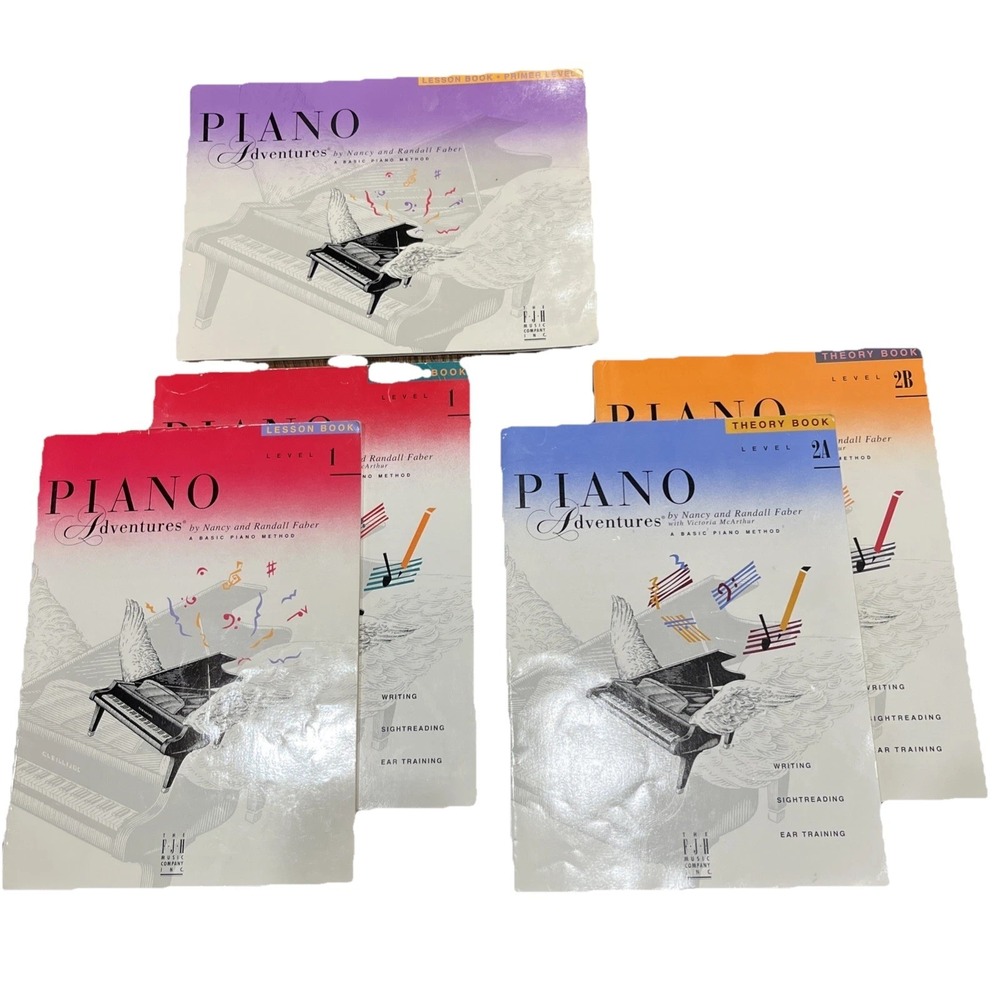 PIANO ADVENTURES 5 Book Lot - Primer, Levels 1 & 2 Sheet Music Learner Lessons